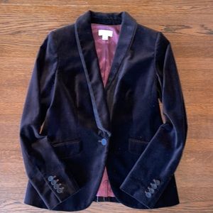 Ann Taylor Loft Velvet Blazer Deep Burgundy Claret